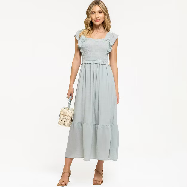 August Sky Women's Smocked Bodice Midi Dress | Target