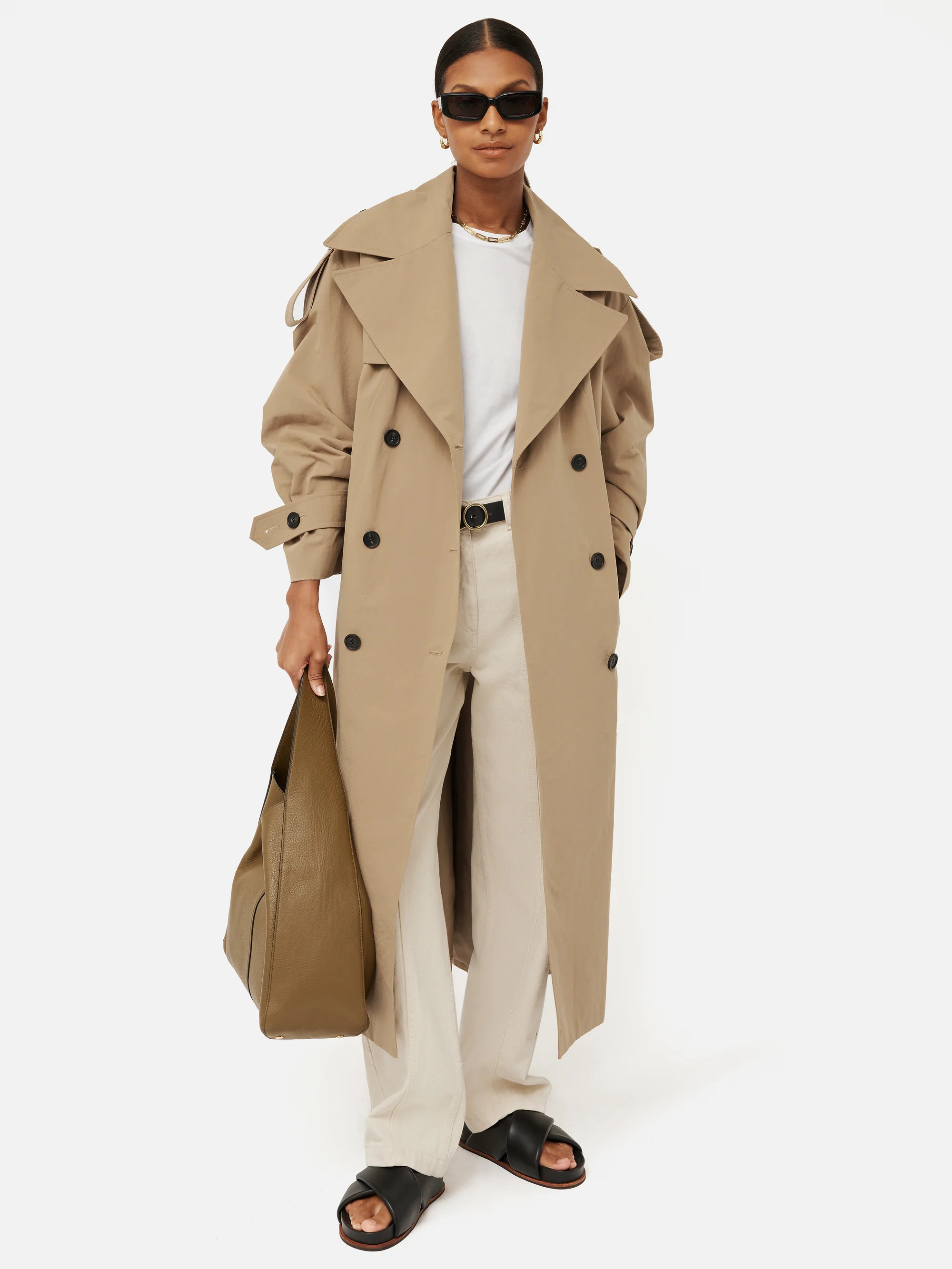 Oversized Cotton Trench Coat | Stone | Jigsaw (UK)