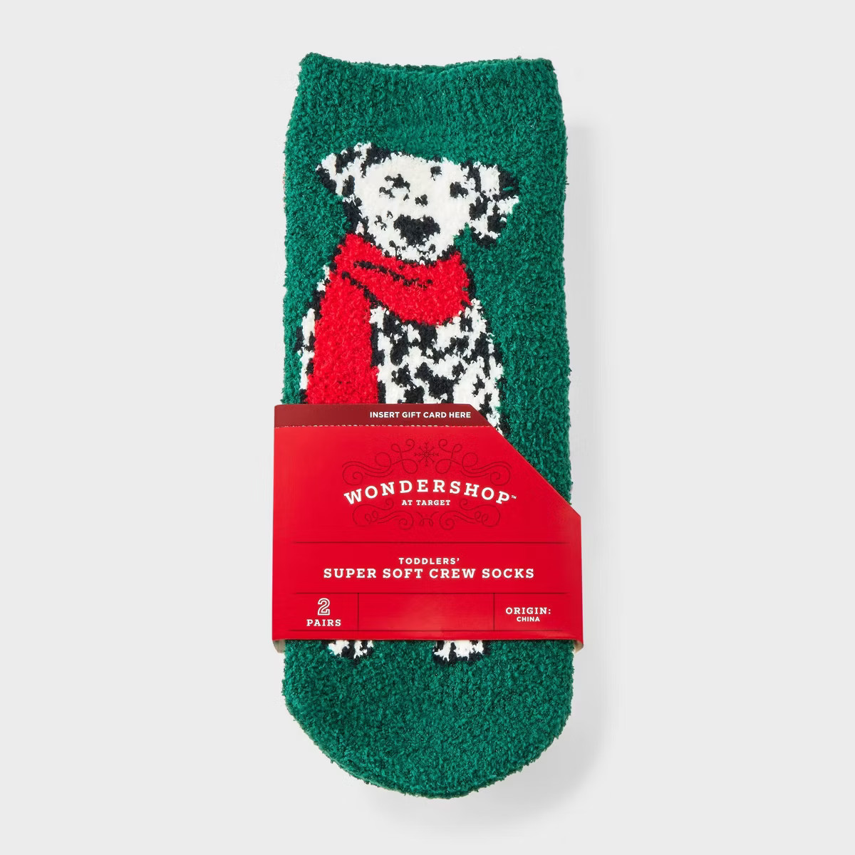 Toddler 2pk Cozy Christmas Dalmatian & Striped Crew Socks with Gift Card Holder - Wondershop™ D... | Target
