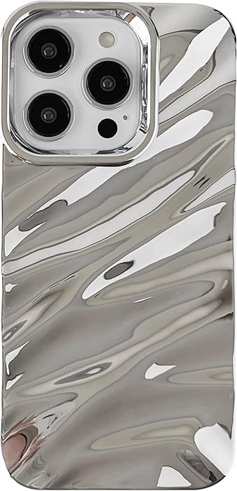 Caseative for iPhone 15 Pro Case,Water Ripple Pattern Curly Wave Shape Soft Phone Case (Silver) | Amazon (US)