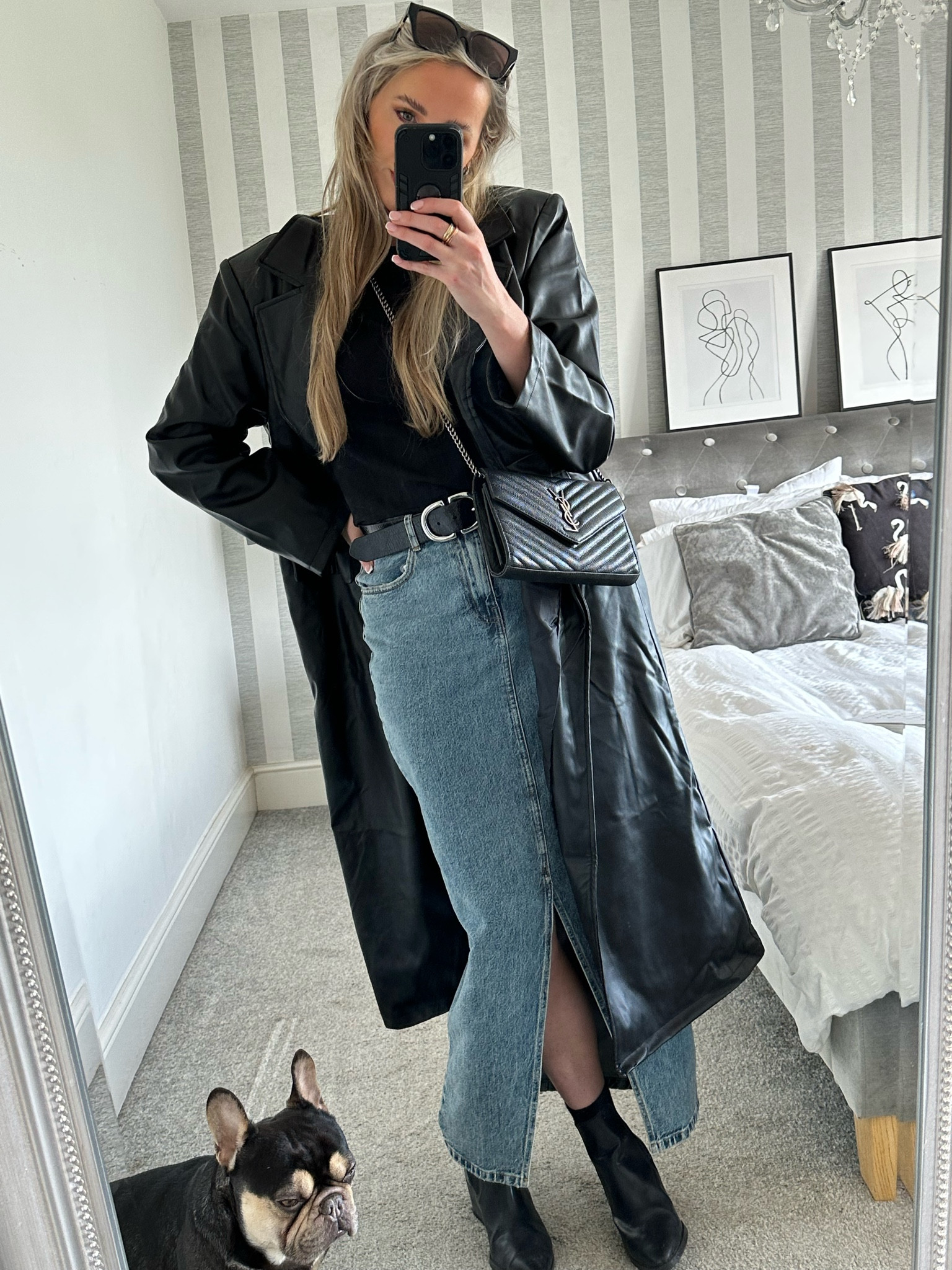 Maxi denim skirt outfit! 