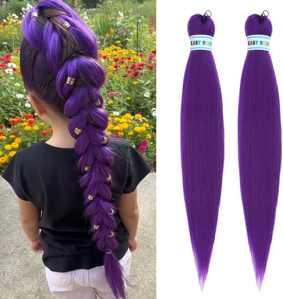 Dark Purple Braiding Hair Pre Stretched Yaki Straight 2 Packs 90g/Pack Extra Long Hair Extensions... | Amazon (CA)