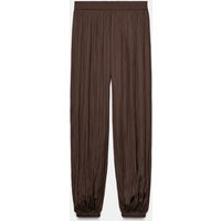 Zara - Satin Effect Balloon Pants - Brown - Xs - Woman | Zara US