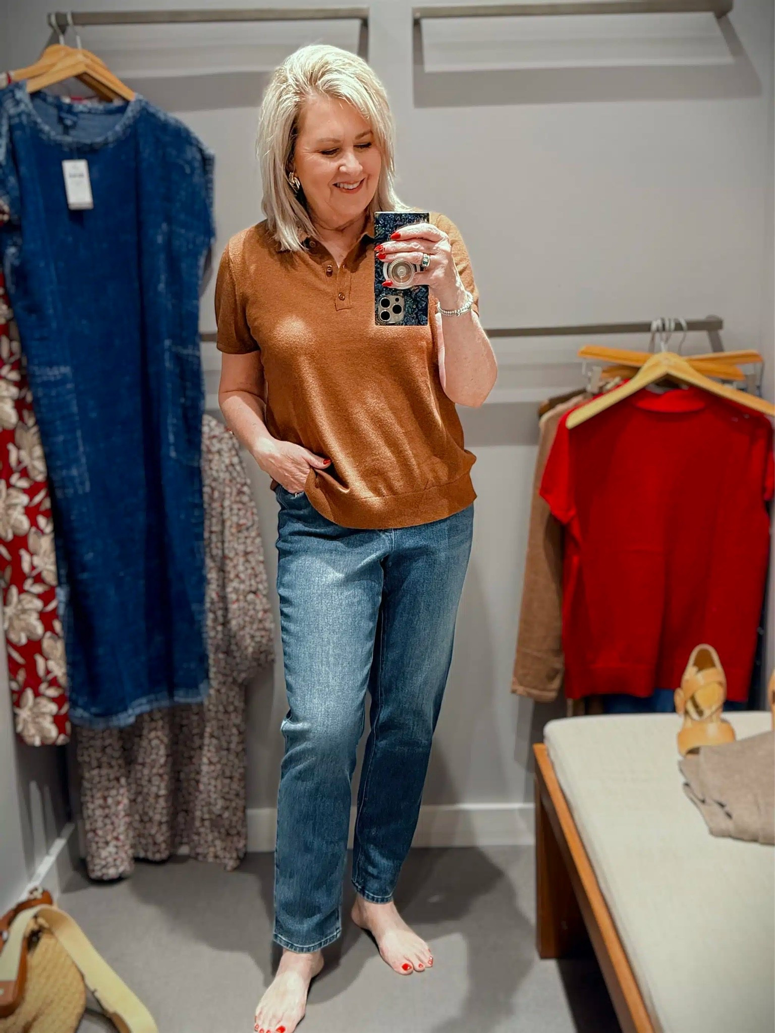 J Jill try on with some new arrivals! My cotton cashmere polo is a medium and my stretch denim jeans are also a medium. A great everyday casual outfit for Fall 🍂

#LTKSaleAlert #LTKWorkwear #LTKOver40