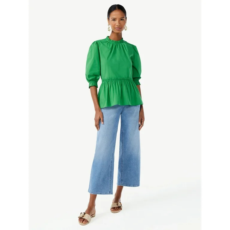 Scoop Women's Mock Neck Peplum Top | Walmart (US)