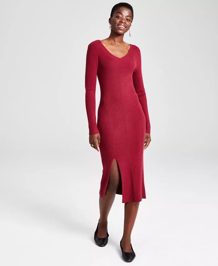 And Now This Women's V-Neck Midi Sweater Dress, Created for Macy's - Macy's | Macy's Canada