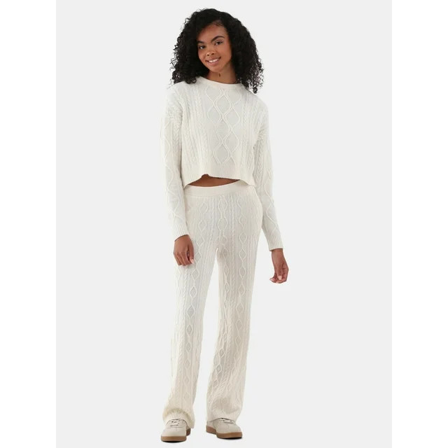 No Boundaries Mixed Stitch Sweater and Pants Set, 2-Piece, Women's - Walmart.com | Walmart (US)