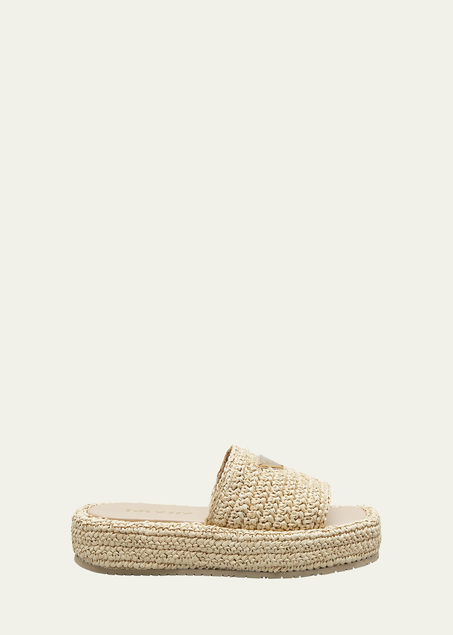 Prada Raffia Single-Band Platform Slides | Bergdorf Goodman