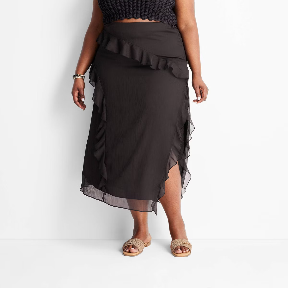 Women's Asymmetrical Ruffle Maxi Skirt - Future Collective™ with Jenee Naylor | Target
