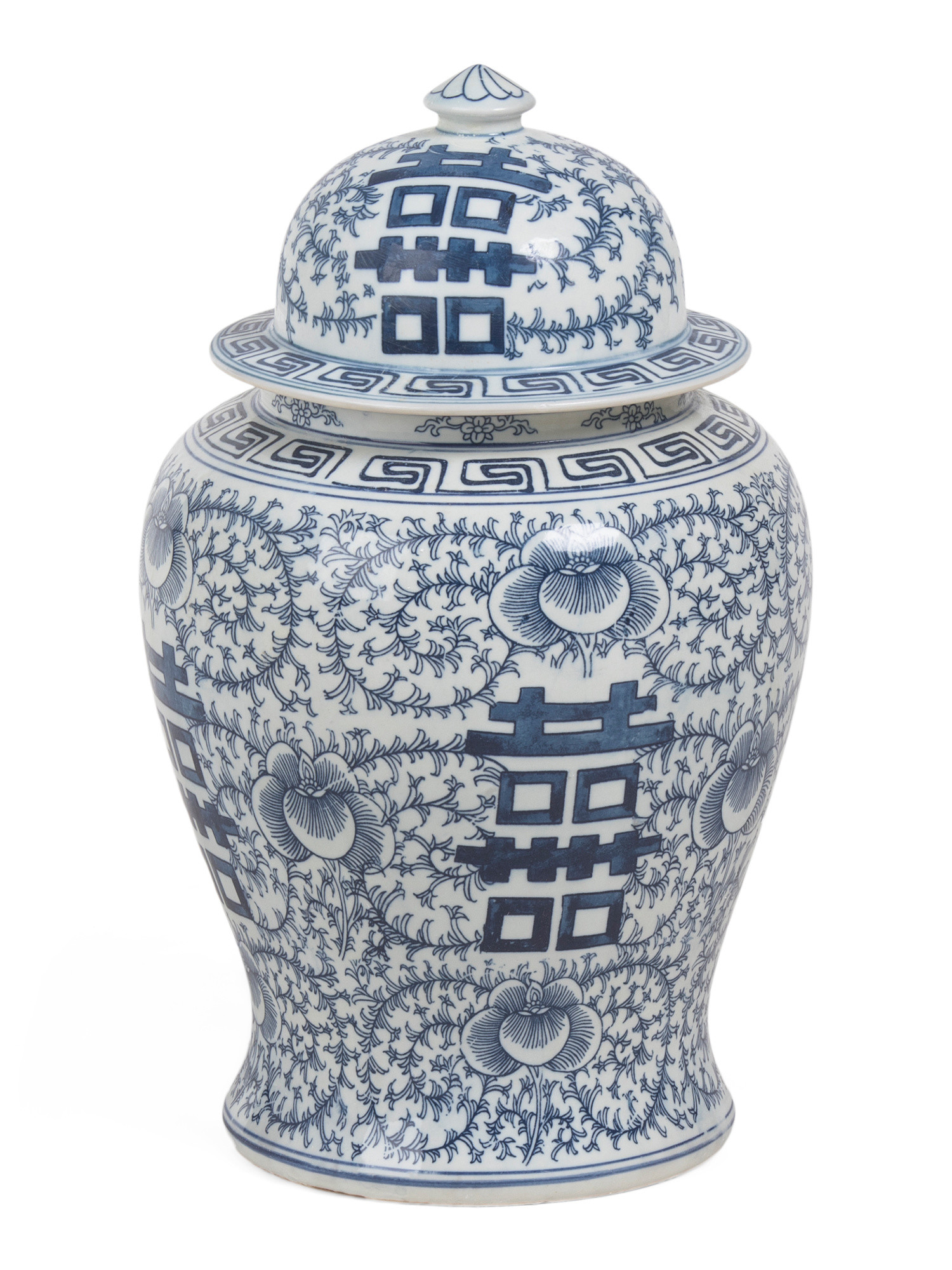 Porcelain Double Happiness Floral Temple Jar With Lid | TJ Maxx