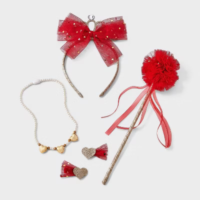 Kids' 5pk Crown and Wand Jewelry Set - Cat & Jack™ Red/Gold | Target
