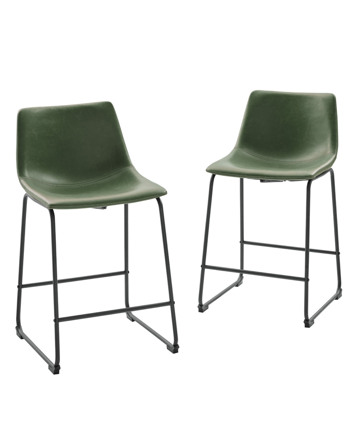 26" Contemporary Metal-Leg Faux Leather Counter Stool Set, 2 Piece | Macys (US)