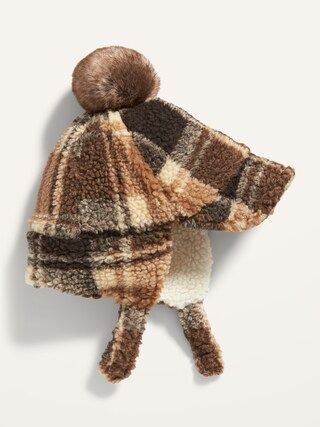 Unisex Plaid Sherpa Pom-Pom Trapper Hat for Baby | Old Navy (US)
