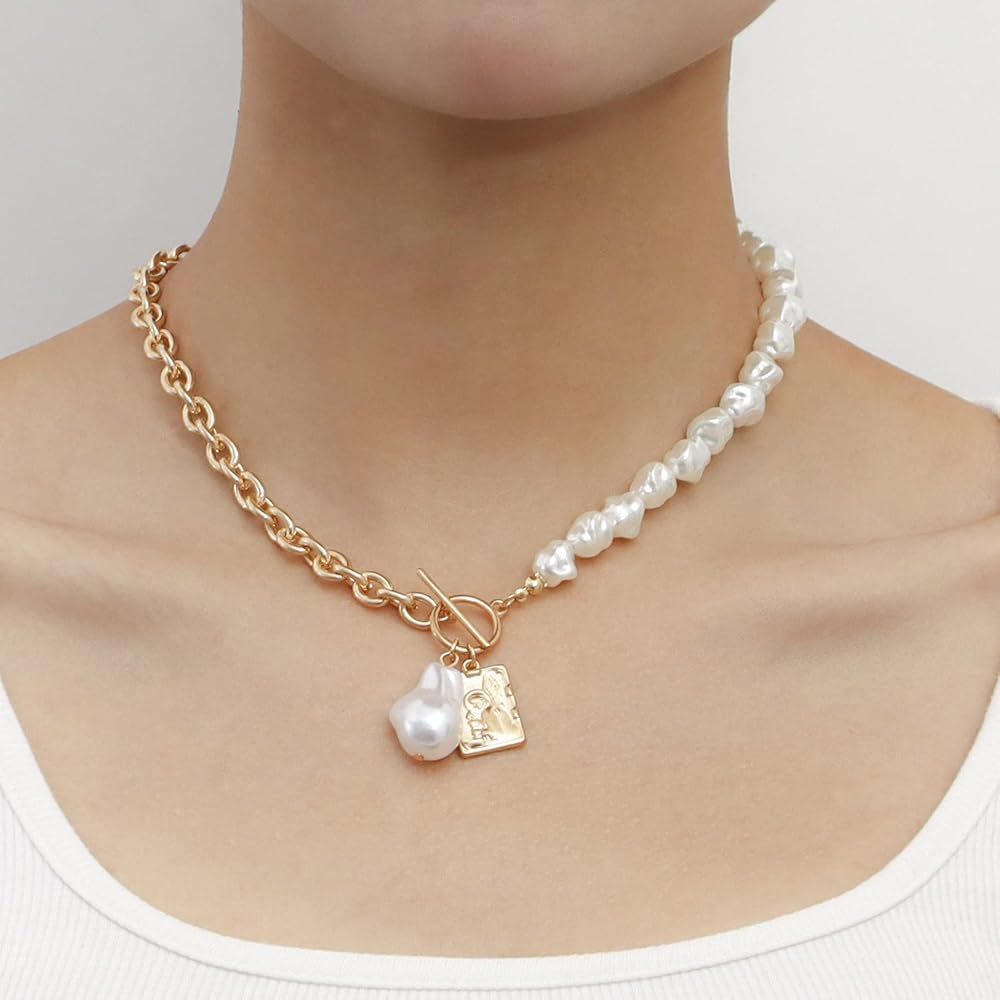 Gold and White Pearl Necklace | Amazon (US)