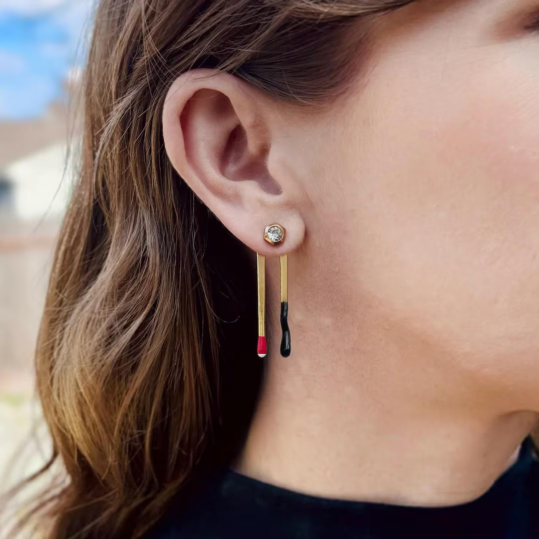 Red Matchstick Earring Jackets: Handmade Jewelry, Gifts for Her - Liz Fox Roseberry™ | Etsy (US)