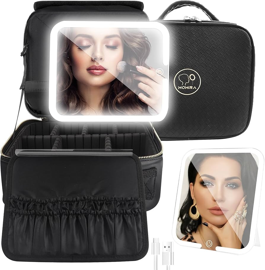 MOMIRA Estuche de maquillaje con espejo iluminado, organizador de cosméticos, estuche de maquill... | Amazon (US)