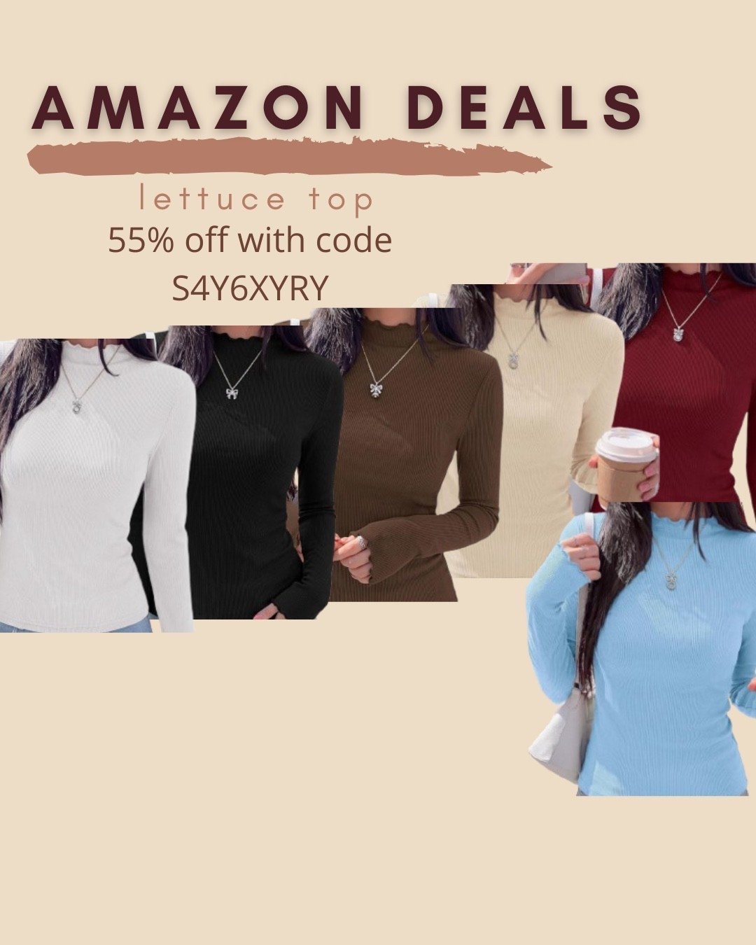 $6 ends 10/11

Amazon fashion
Amazon deals
Lettuce edge top
Mockneck top
Cute top