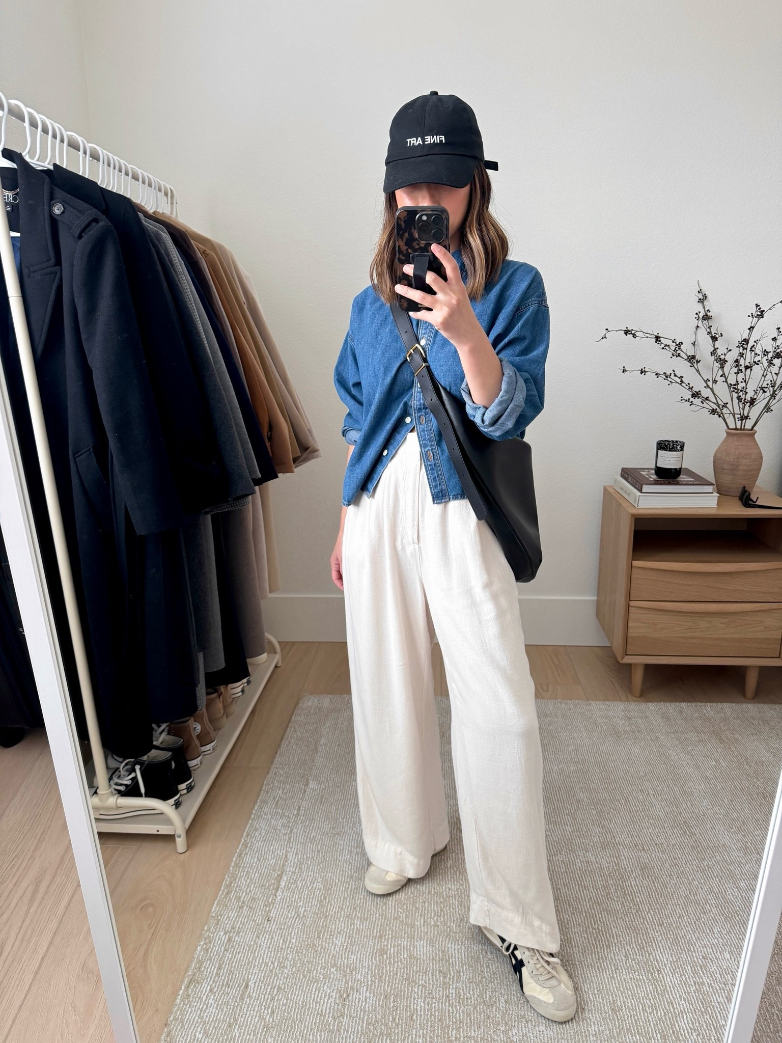 European travel capsule outfit. This is for more of spring time, but you can take bits and pieces out if you go in the summer.  My Z Supply trousers are an old version. The new version run small, so size up. 

J.Crew denim shirt xs
Z Supply Trousers xs. New version runs small, size up. 
Onitsuka Tiger sneakers 4 mens. Run big
Madewell bag
Fine Art hat (old)

#LTKPetite #LTKTravel #LTKootd