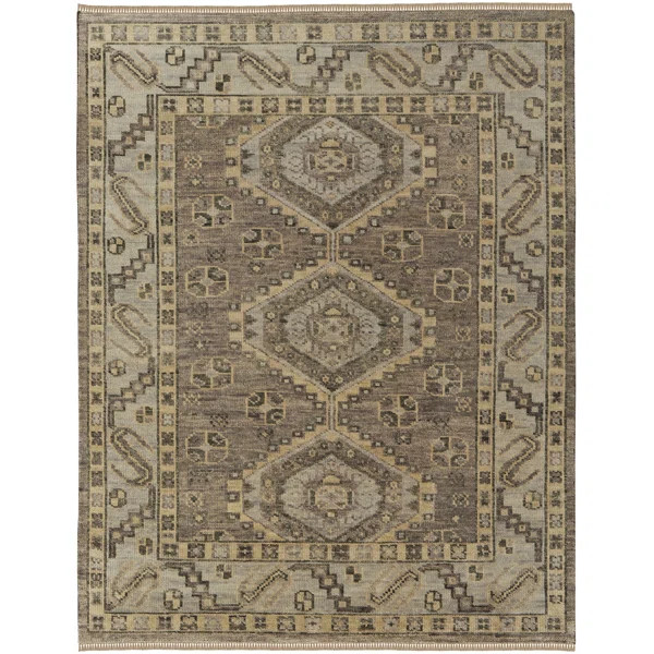 Narely Wool Geometric Area Rug in Gray | Perigold