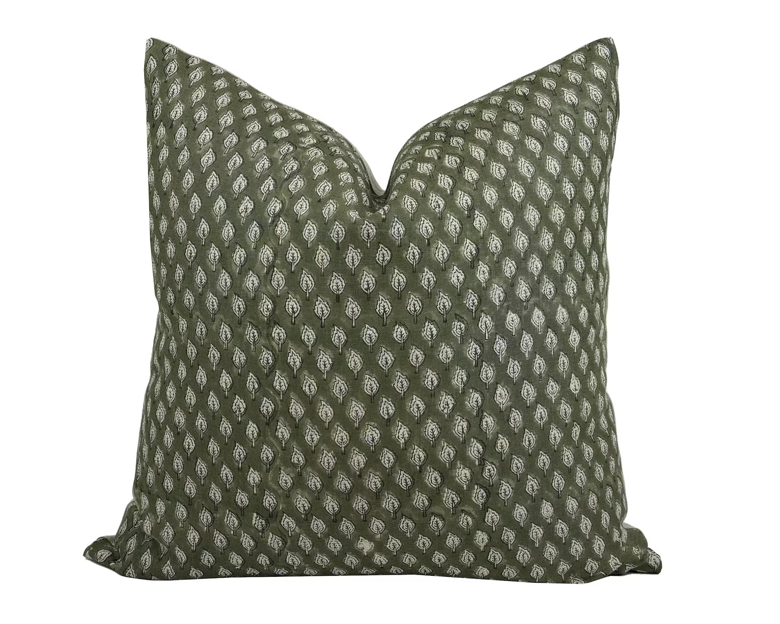OLIVE | Designer Olive Green Linen Pillow Cover, Block Print Pillow, Farmhouse Pillow, Designer P... | Etsy (Global)