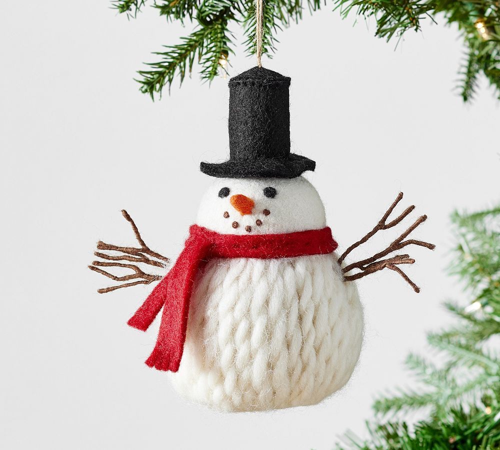 Oversized Felt Snowman Ornament | Pottery Barn (US)