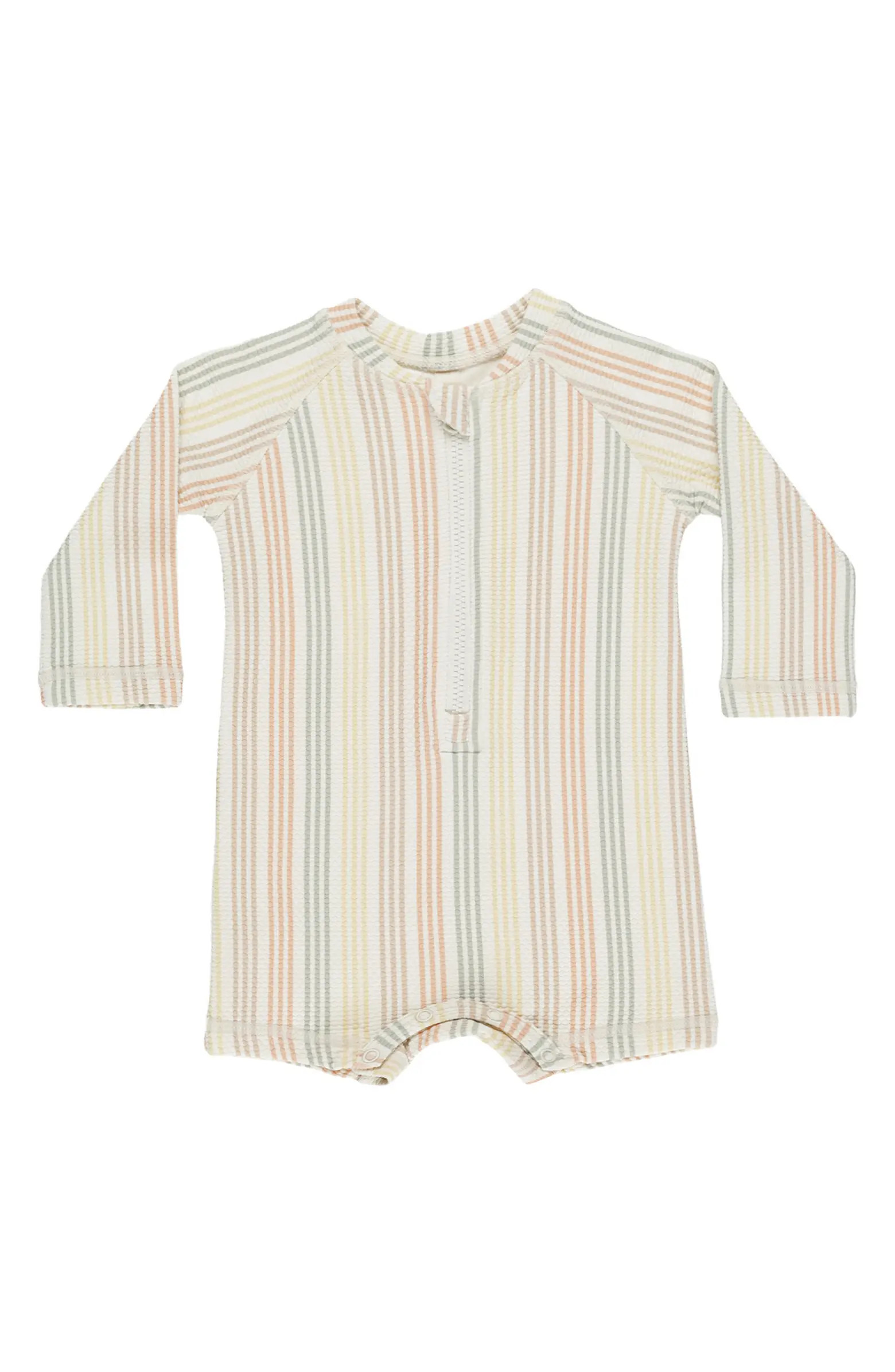 QUINCY MAE Stripe Long Sleeve One-Piece Rashguard Swimsuit | Nordstrom | Nordstrom