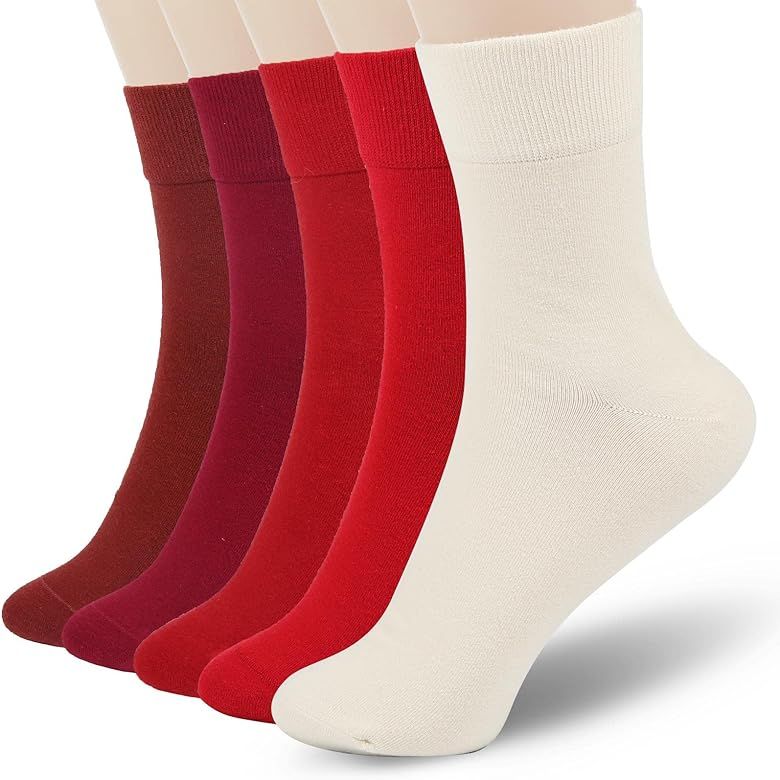 Women Thin Cotton Socks, Soft Cotton Bootie Socks Women Above Ankle Crew Socks 5 Pairs | Amazon (US)