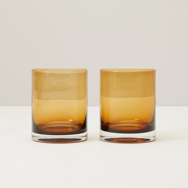 SET OF 2 LOWBALL GLASSES, AMBER | Indigo (CA)