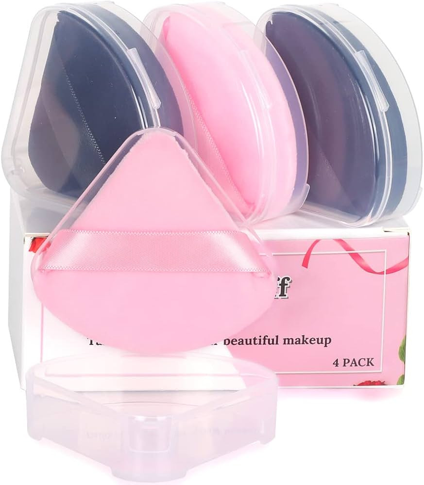 Ocim 4 Pack Triangle Powder Puffs for Face Powder,Soft Velour Makeup Setting Powder Puff with Cas... | Amazon (US)