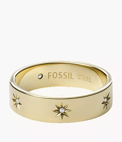 Sutton Shine Bright Gold-Tone Stainless Steel Band Ring | Fossil (US)