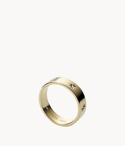 Sutton Shine Bright Gold-Tone Stainless Steel Band Ring | Fossil (US)