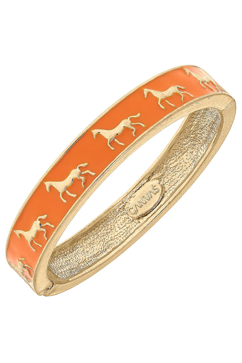 Virginia Enamel Equestrian Hinge Bangle in Orange | CANVAS