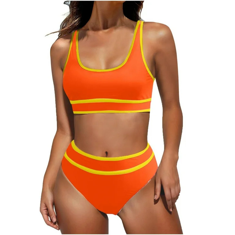 RQYYD Bikini Sets for Women High Waisted Tummy Control Two Piece Swimsuits Push Up Halter Tops wi... | Walmart (US)