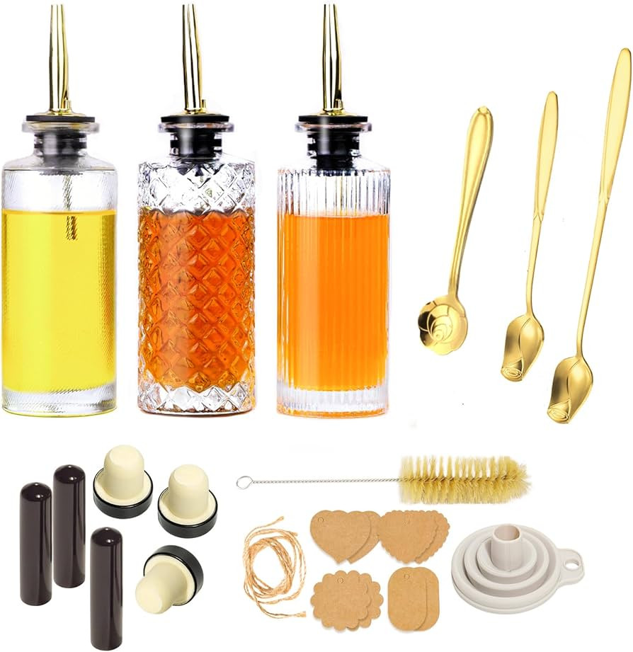 Oudizz Coffee Syrup Dispenser Set 3 Pcs - 200ml Syrup Dispenser Glass With Metal Pour Spout for C... | Amazon (US)