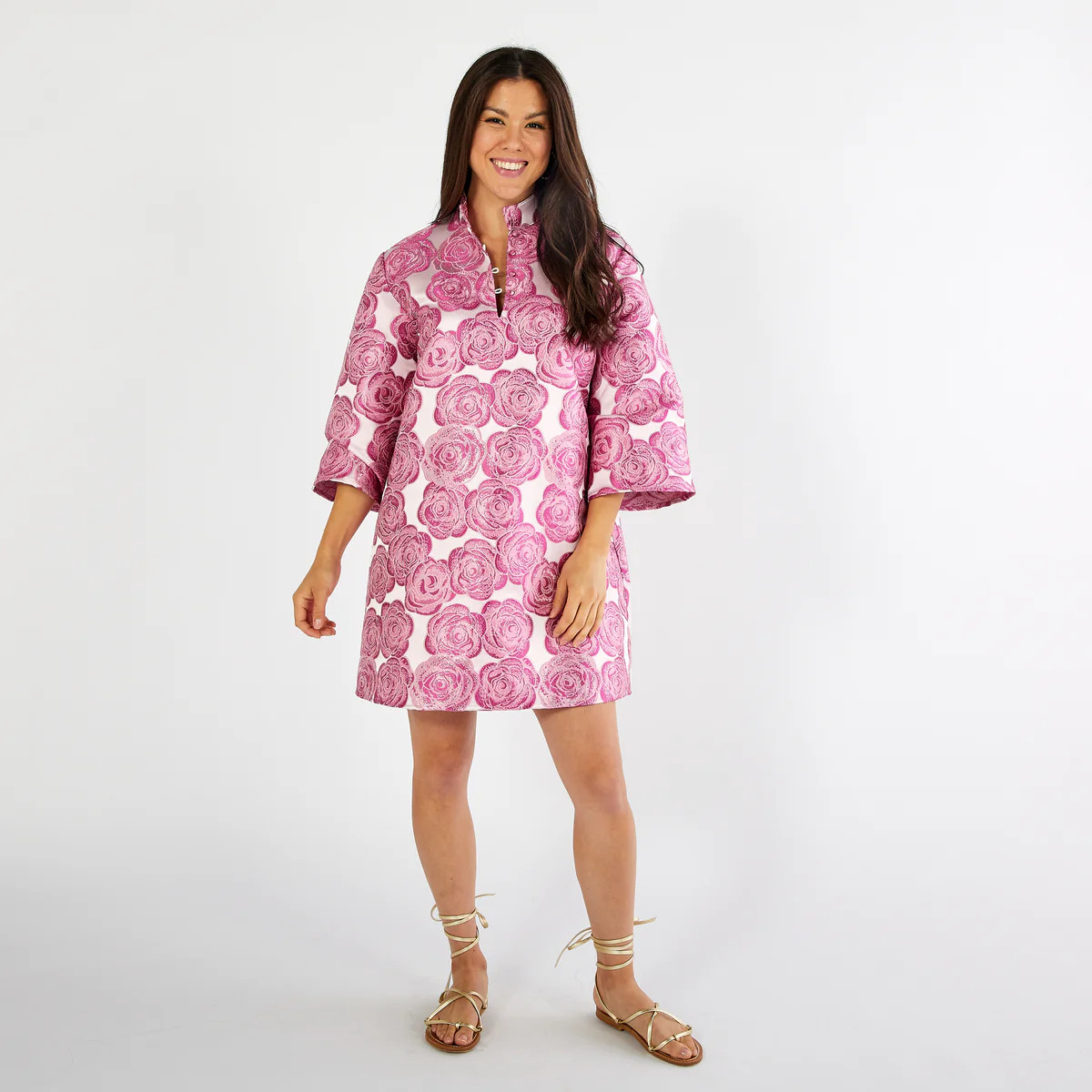 Keri Jacquard Rose Dress Pink | Caryn Lawn