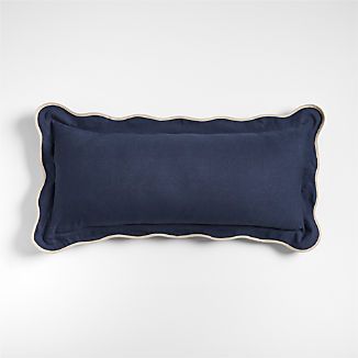 Amalfi Cotton Linen Scallop Edge 23''x23" Deep Indigo Blue Throw Pillow Cover + Reviews | Crate &... | Crate & Barrel