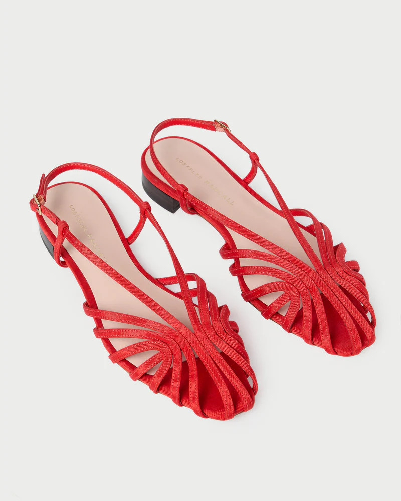 Devon Red Moiré Slingback Sandal | Loeffler Randall