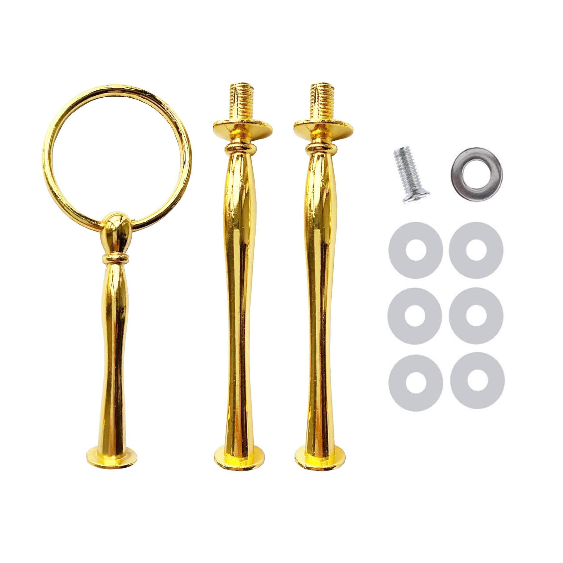 3 Tier Round Metal Cake Stand Holder Heavy Duty Fruit Plate Handle Fittings Hardware Rod (Golden ... | Amazon (US)