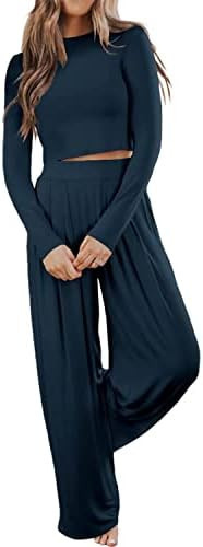 Ezbelle womenss Fall Fashion Lounge Sets Pajama Two Piece Cropped Pullover Jammies Outfits Casual... | Amazon (US)