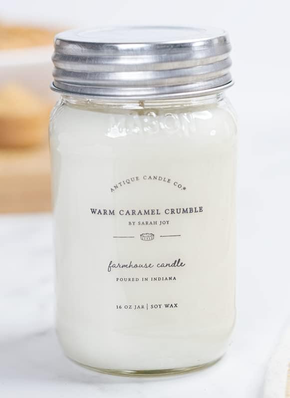 Antique Candle Co.® Warm Caramel Crumble 16 Ounce Soy Wax Candle, 80 Hour Burn Time, Cotton Wick... | Amazon (US)