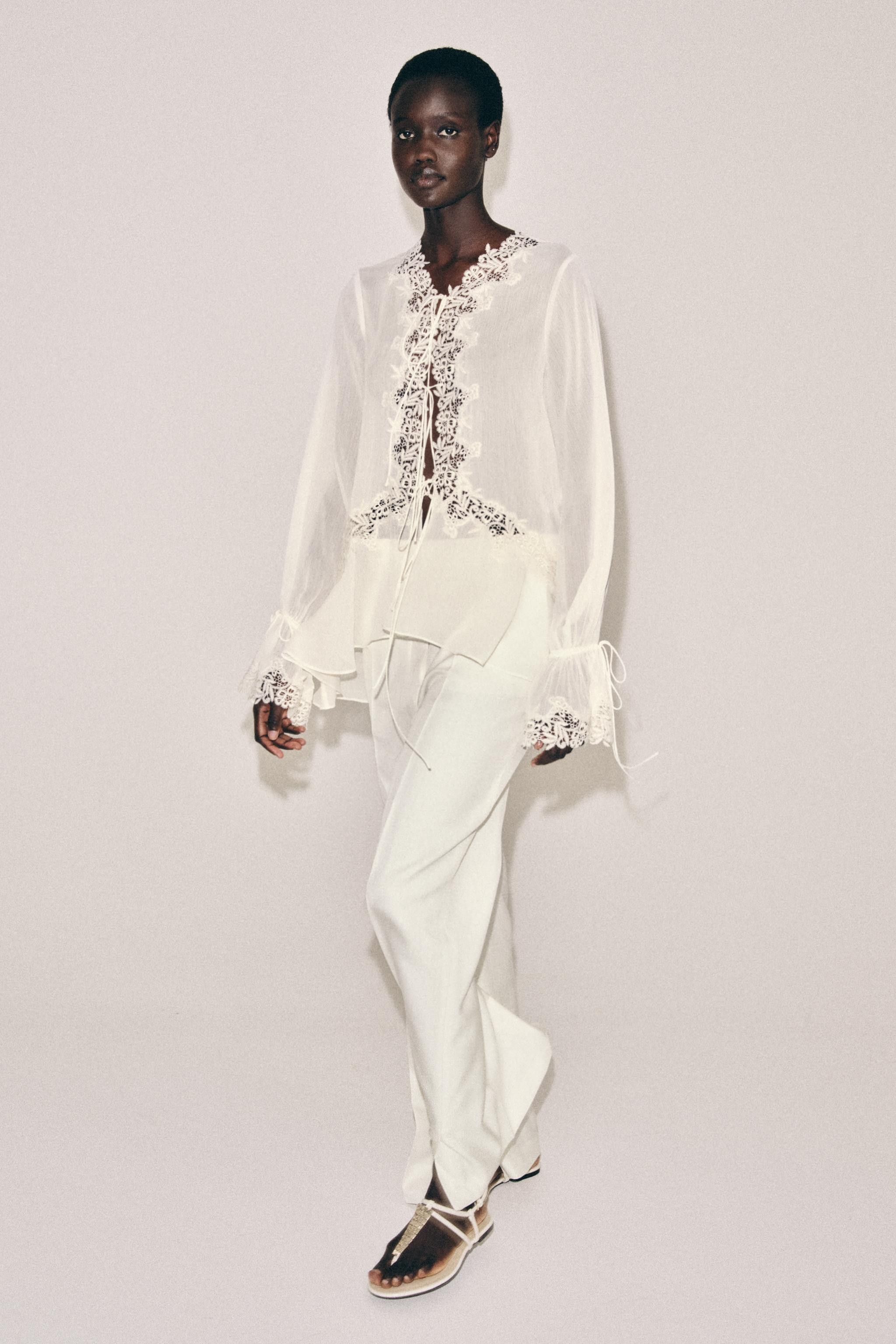 ZW COLLECTION COMBINATION LACE BLOUSE | Zara US
