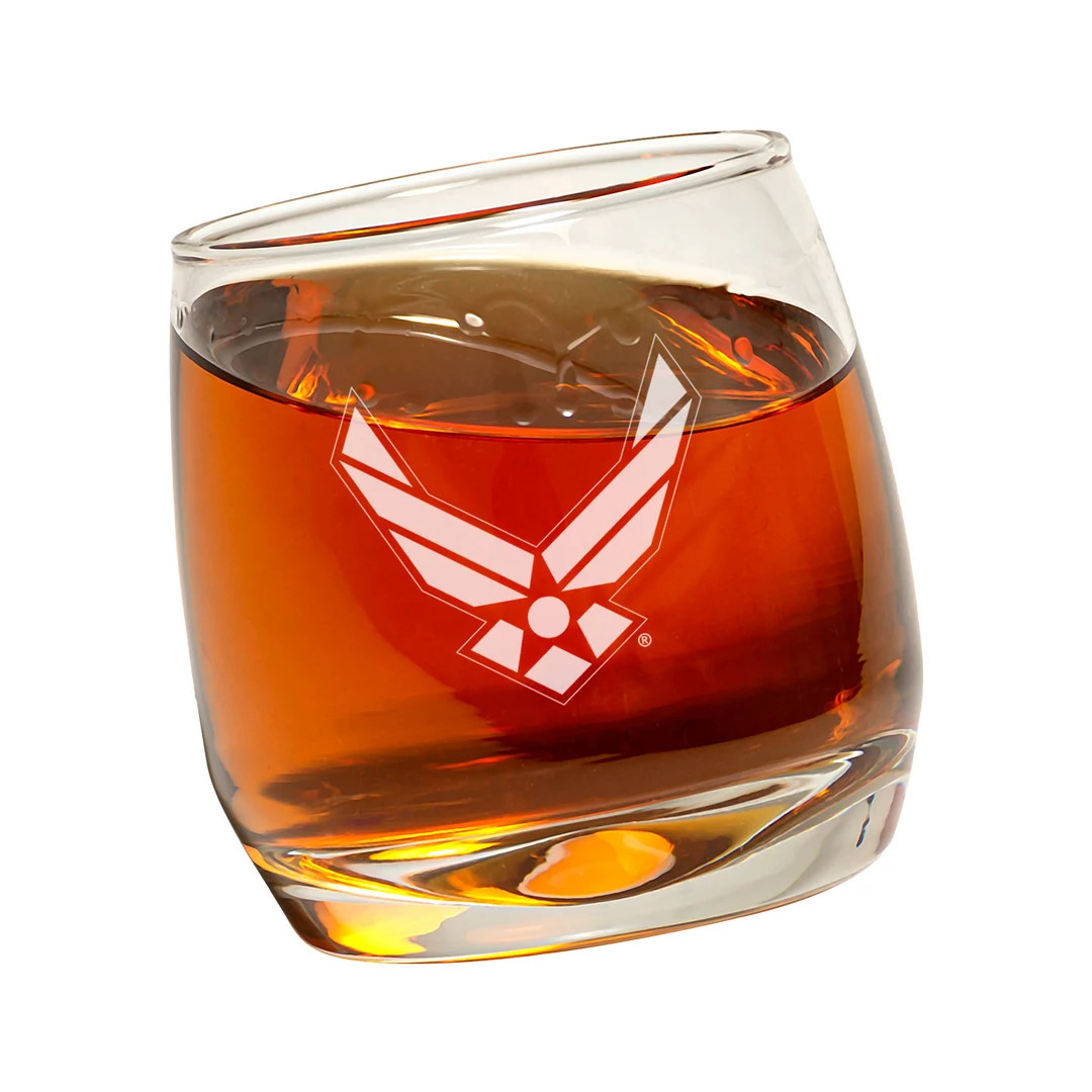 Air Force Rocking / Spinning Whiskey Glass - Custom Engraved USAF Emblem Glasses - Retirement or ... | Etsy (Global)