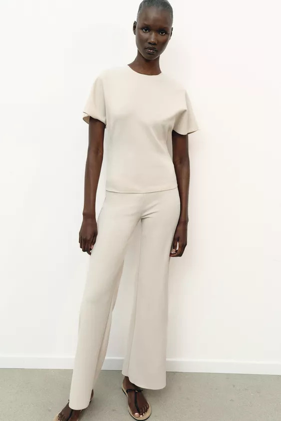STRETCH WIDE-LEG TROUSERS | Zara UK