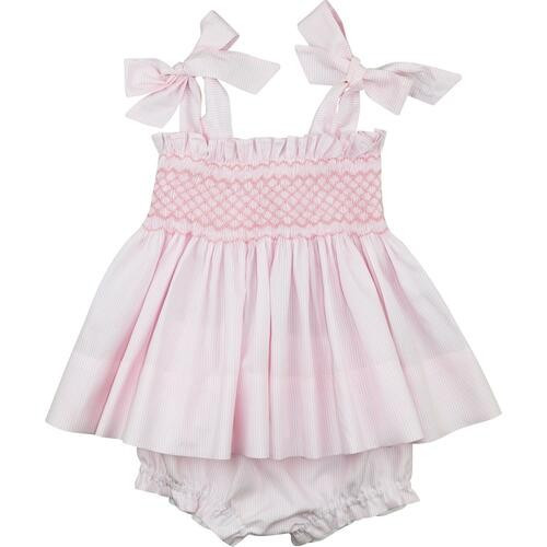 Pink Stripe Smocked Diaper Set | Cecil and Lou