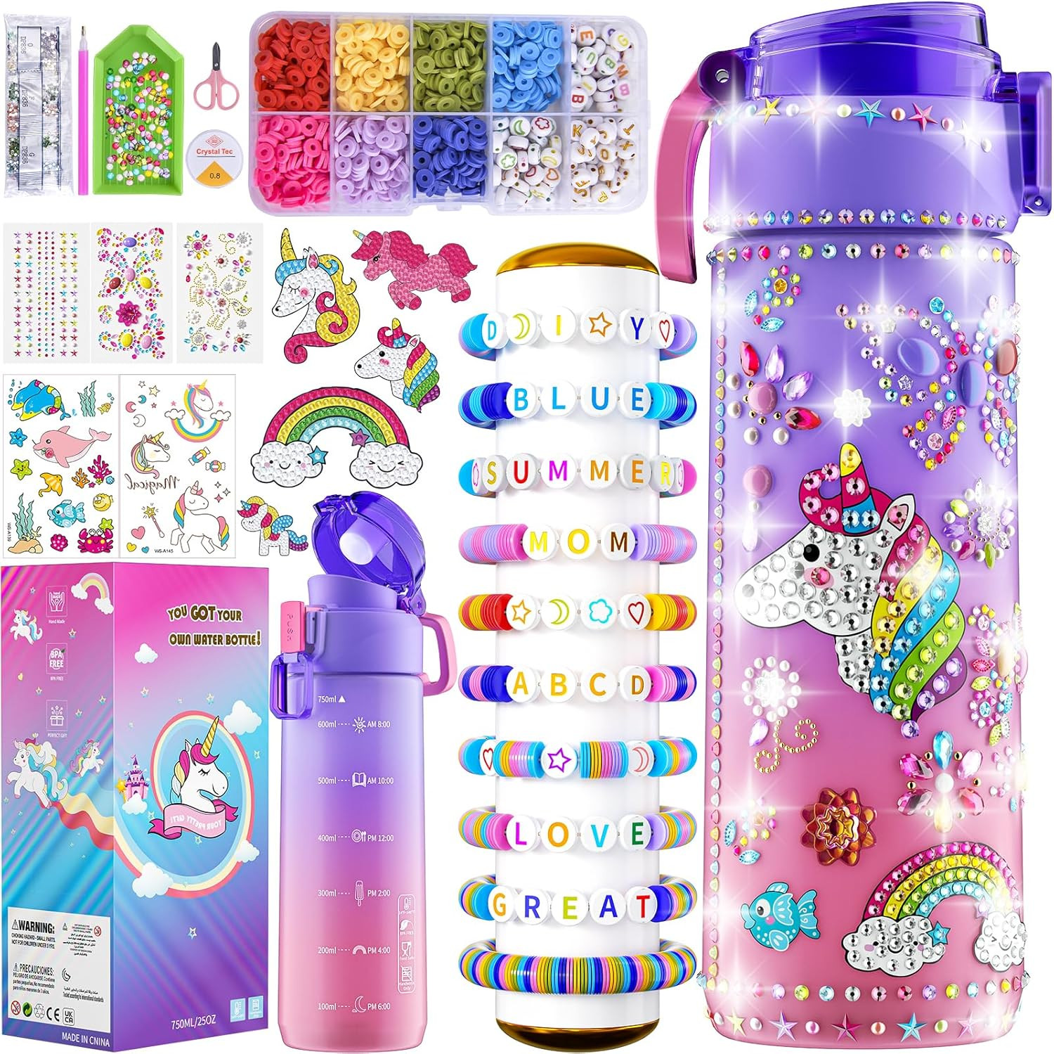 BOOH Gifts for Girls 4-12, Decorate Your Own Water Bottle Kits for Girls, Unicorn Diamond Paintin... | Amazon (US)