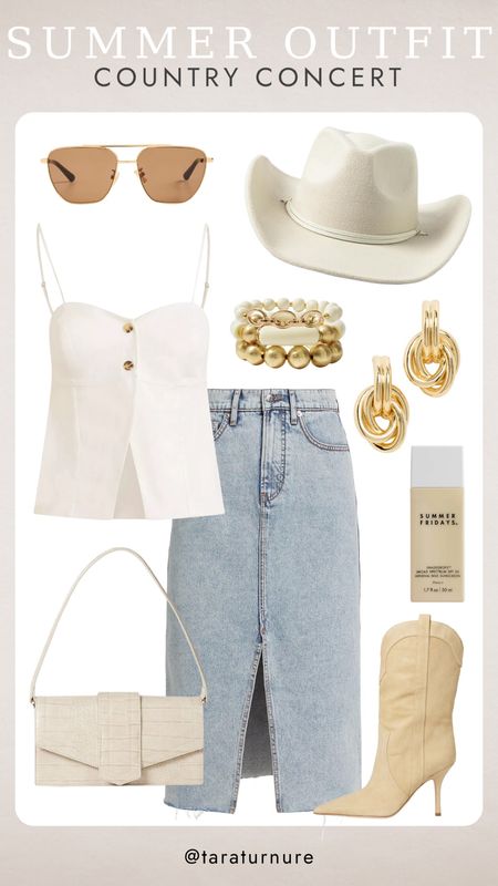 Ready to rock the country concert scene in this summer-ready outfit! From cowboy boots to denim skirts, it's all about embracing that Southern charm. #CountryConcert #SummerOutfit #SummerFashion #SouthernCharm #MusicFestivalLook #ConcertOutfit



#LTKFestival #LTKshoecrush #LTKstyletip