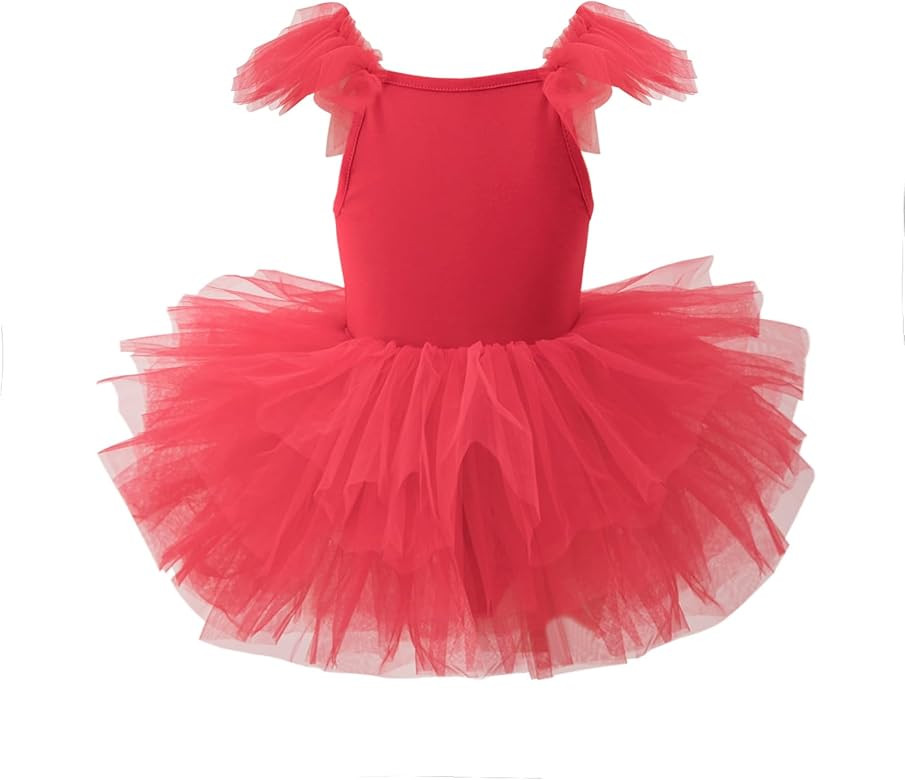Girls Dance Tutu Dresses Ruffle Sleeve Snap Crotch Ballet Leotards | Amazon (US)