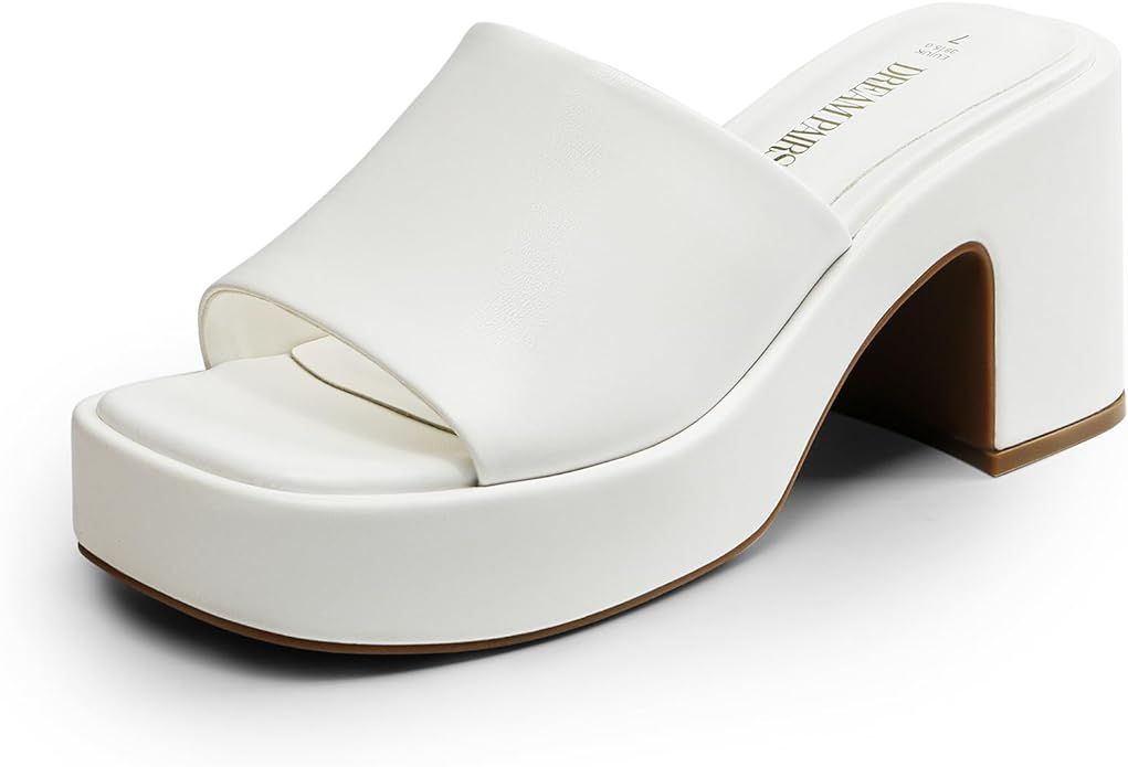 DREAM PAIRS High Chunky Platform Heels for Women Fashion Comfort Slip on Square Open Toe Block He... | Amazon (US)