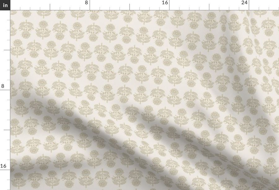 Small Florals Line Up Cream Small | Spoonflower