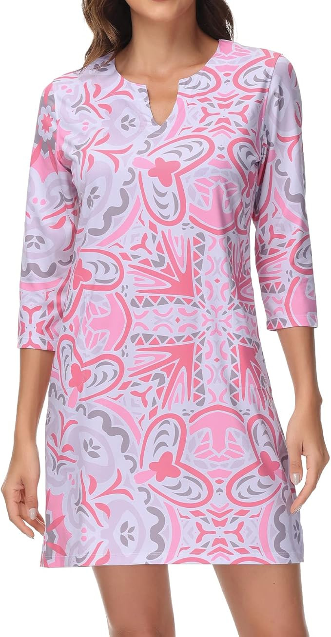 Lightbare Women’s 3/4 Sleeve Dress with Pockets UPF 50+ Casual Sun Dress Breathable Quick Dry f... | Amazon (US)
